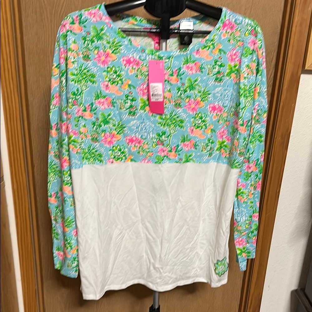 Lilly Pulitzer Green Graphic Long Sleeve Blouse
